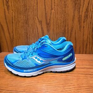 Saucony Guide 10 Women Wide Running Shoes Blue Silver EVERUN Women US 7.5